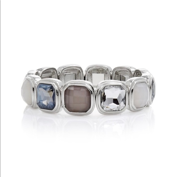 White House Black Market Accessories - BRAND NEW WHBM Mixed Gray Faceted Square Stretch Bracelet